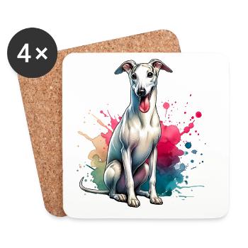 Don du lévrier - Dessous de verre (lot de 4) - blanc - Devant