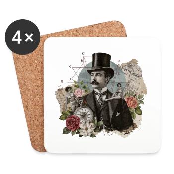 Collage fantastique victorien - Dessous de verre (lot de 4) - blanc - Devant