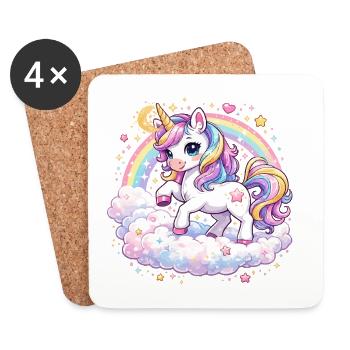 Pastel Unicorn on Cloud Arch - Coasters (set of 4) - white - Front
