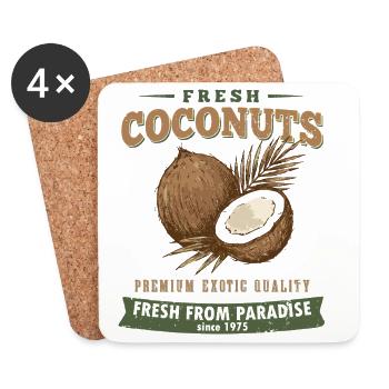 Vintage Kokosnuss Shirt, Tropical Coconut Style - Coasters (set of 4) - white - Front