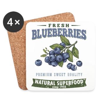 Vintage Blaubeer Shirt, Sweet Blueberry Style - Untersetzer (4er-Set) - Weiß - Vorne