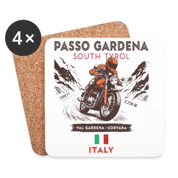 Passo Gardena Motorcycle design– Dolomites  - Dessous de verre (lot de 4) - blanc - Devant