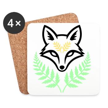 Fox Fern Pastel Woodland Logo - Coasters (set of 4) - white - Front