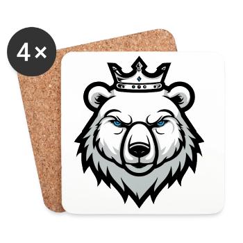 Portrait d’ours polaire Couronne tête d’ours polaire - Dessous de verre (lot de 4) - blanc - Devant