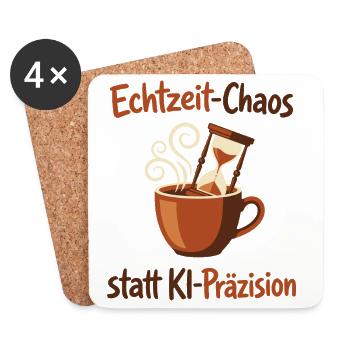 KI-Chaos Kaffee Human Design - Untersetzer (4er-Set) - Weiß - Vorne