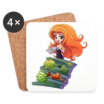 Mermaid at the Logfisch stage - Coasters (set of 4) - white - Front