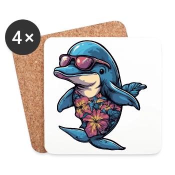 Vacances de bandes dessinées Dolphin - Dessous de verre (lot de 4) - blanc - Devant