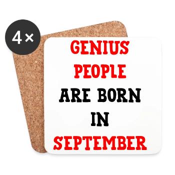 Cadeau Bébé Les Génies Naissent en Septembre - Dessous de verre (lot de 4) - blanc - Devant