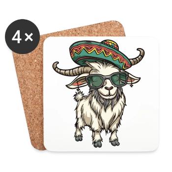 Sombrero comique comique de la chèvre de montagne - Dessous de verre (lot de 4) - blanc - Devant
