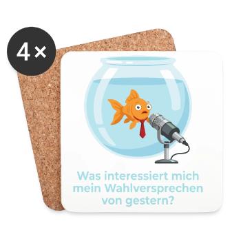 Politiker Goldfisch Wahlversprechen Amnesie Satire - Untersetzer (4er-Set) - Weiß - Vorne