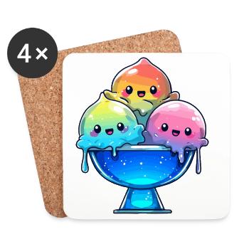 Regenbogen Eis-Trio in Schale - Coasters (set of 4) - white - Front