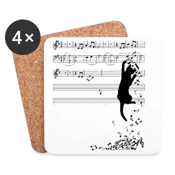 Musical Cat Art - Coasters (set of 4) - white - Front