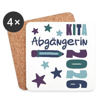 Kita Abgängerin 2026 - Tschüss Kita - Untersetzer (4er-Set) - Weiß - Vorne
