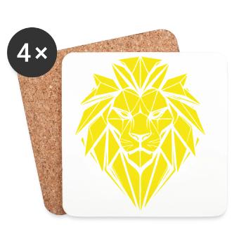 Geometric Lion in Yellow - Coasters (set of 4) - white - Front