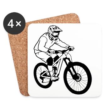 VTT de descente - Dessous de verre (lot de 4) - blanc - Devant