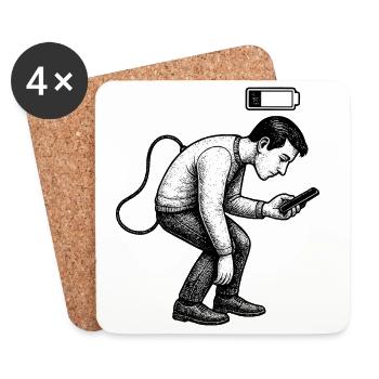 Battery Low: Phone Fatigue - Coasters (set of 4) - white - Front