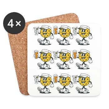 Cadeau Pickleball Amusant : Club Rétro Dink and Drink - Dessous de verre (lot de 4) - blanc - Devant