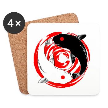 Koi YinYang - Untersetzer (4er-Set) - Weiß - Vorne