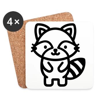 Waschbär - Untersetzer (4er-Set) - Weiß - Vorne