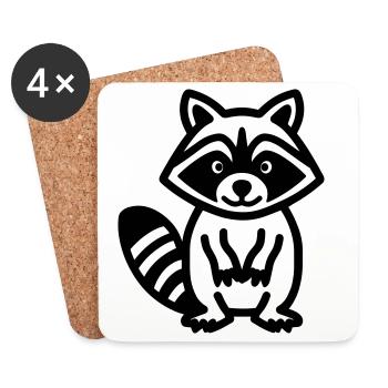 Waschbär - Untersetzer (4er-Set) - Weiß - Vorne