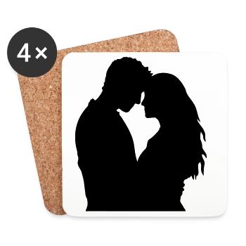 Couple Silhouette Amour Romance Petit ami de la Saint-Valentin - Dessous de verre (lot de 4) - blanc - Devant