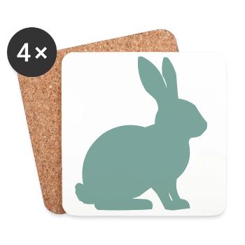 Rabbit Silhouette - Coasters (set of 4) - white - Front