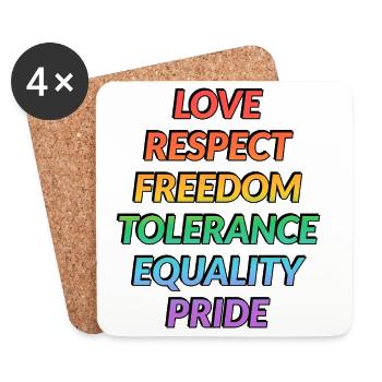 Gay pride values in rainbow colours - Coasters (set of 4) - white - Front