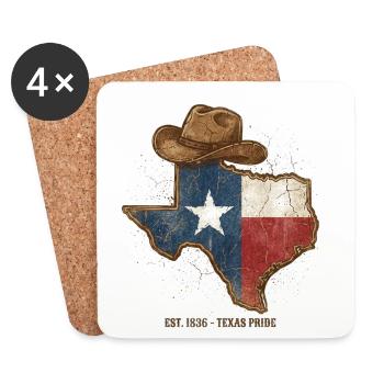 Texas Pride mit Cowboy-Hut - Untersetzer (4er-Set) - Weiß - Vorne