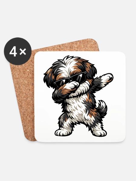Dabbing Bolonka Zwetna - Coasters (set of 4) - white