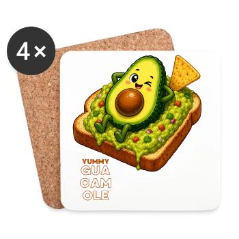 Avocat kawaï sur toast - Dessous de verre (lot de 4) - blanc - Devant
