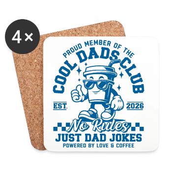 Cool Dads Club - Papa 2026 Geschenk - Untersetzer (4er-Set) - Weiß - Vorne
