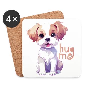 Kuschelhund Welpe Hug Me - Untersetzer (4er-Set) - Weiß - Vorne