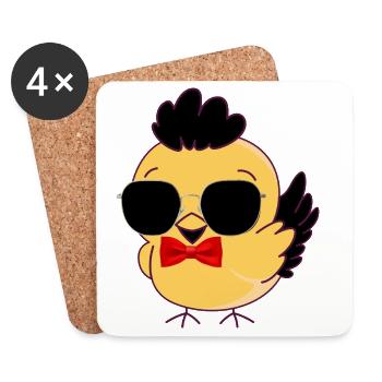 Schicke Chick-Sonnenbrille - Untersetzer (4er-Set) - Weiß - Vorne