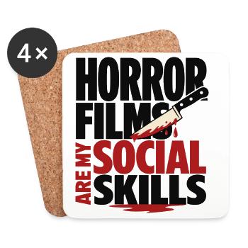 Les films d’horreur sont mes compétences sociales - Dessous de verre (lot de 4) - blanc - Devant