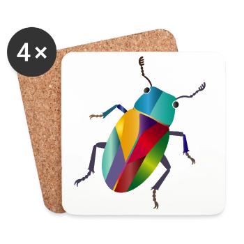 Bunter Juwelkäfer Regenbogen Stil - Untersetzer (4er-Set) - Weiß - Vorne