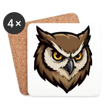 Tête de hibou protectrice style pixel - Dessous de verre (lot de 4) - blanc - Devant