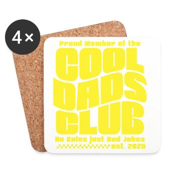 Fête des pères cadeau 2026 - Club des papas cool - Dessous de verre (lot de 4) - blanc - Devant