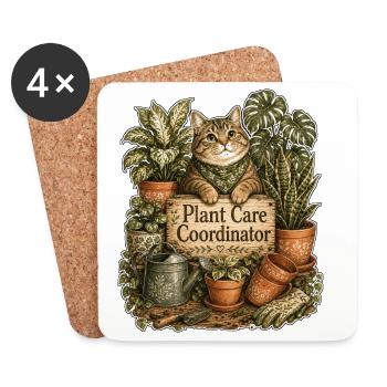 Plant Care Coordinator Cat - Coasters (set of 4) - white - Front