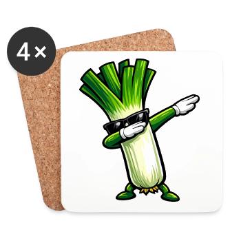 Dabbing leeks - Coasters (set of 4) - white - Front