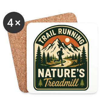 Trail Running Nature’s Treadmill Badge - Coasters (set of 4) - white - Front