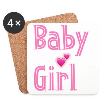 Baby Girl Pink Hearts Design - Coasters (set of 4) - white - Front