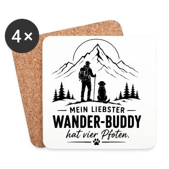 Wander Buddy - Hunde Freund - Berge Alpen  - Untersetzer (4er-Set) - Weiß - Vorne
