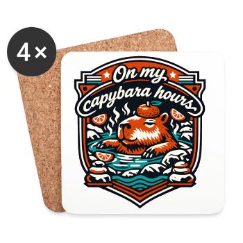 Capybara Hours Relaxation Bath - Coasters (set of 4) - white - Front