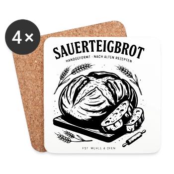 Sauerteigbrot Backen Bäcker Getreide Handgeformt - Untersetzer (4er-Set) - Weiß - Vorne