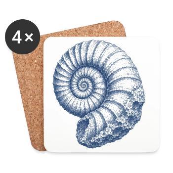 Ammonit Fossil Urzeit Meer Vintage Kunst - Untersetzer (4er-Set) - Weiß - Vorne