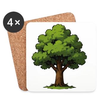 Illustration d’arbre - Dessous de verre (lot de 4) - blanc - Devant