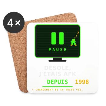 Pause AFK Retro Depuis 1998 - Dessous de verre (lot de 4) - blanc - Devant