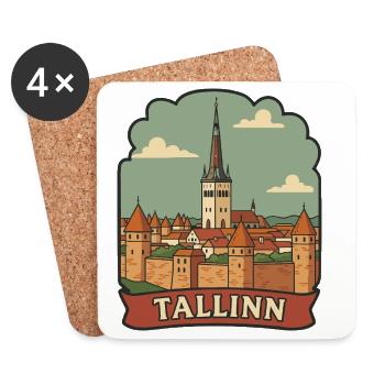 Tallinn Estonia Old Town Vintage Travel Sticker - Coasters (set of 4) - white - Front