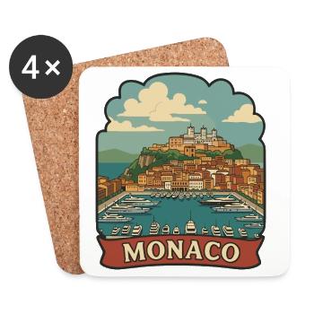 Autocollant de voyage rétro pour yacht Monaco Port Hercules - Dessous de verre (lot de 4) - blanc - Devant