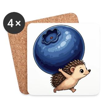 Hedgehog trägt Blaubeere - Untersetzer (4er-Set) - Weiß - Vorne